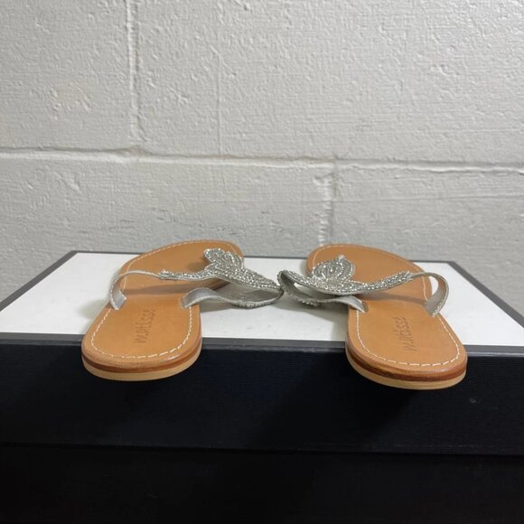 Matisse Leather Silver Rhinestone Sandals Thong Slip On Women's Size 8 US - Picture 6 of 10